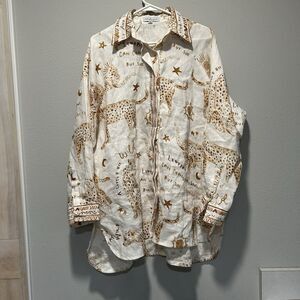LJC Designs 100% Linen Billie Shirt Leopard Size XL Tunic $220 AUD | $145 USD